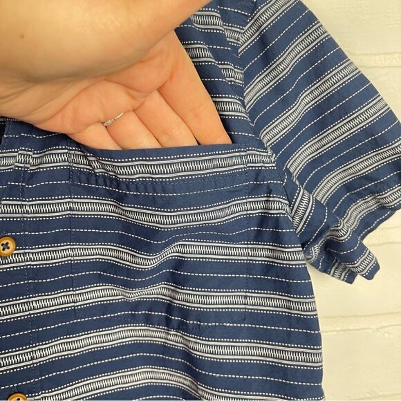 Tucker + Tate Short sleeve button down shirt blue white stripe size Large 10/12 - Picture 3 of 8